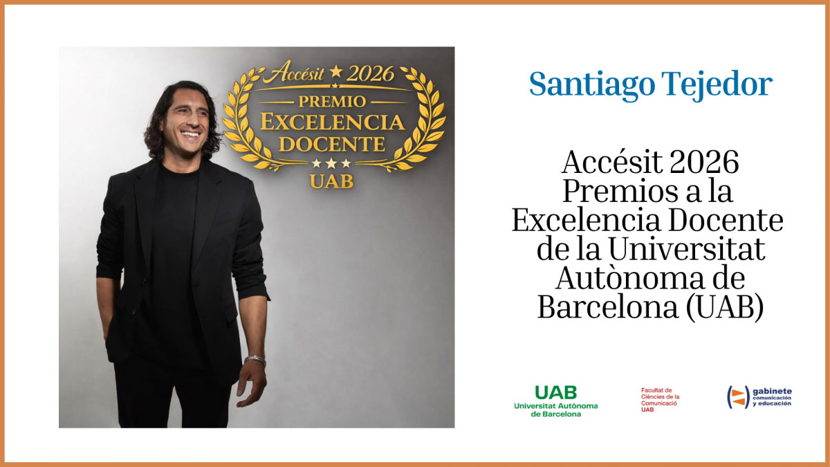 Foto de Santiago Tejedor y el logo del Accésit 2026, Premio Excelencia Docente UAB